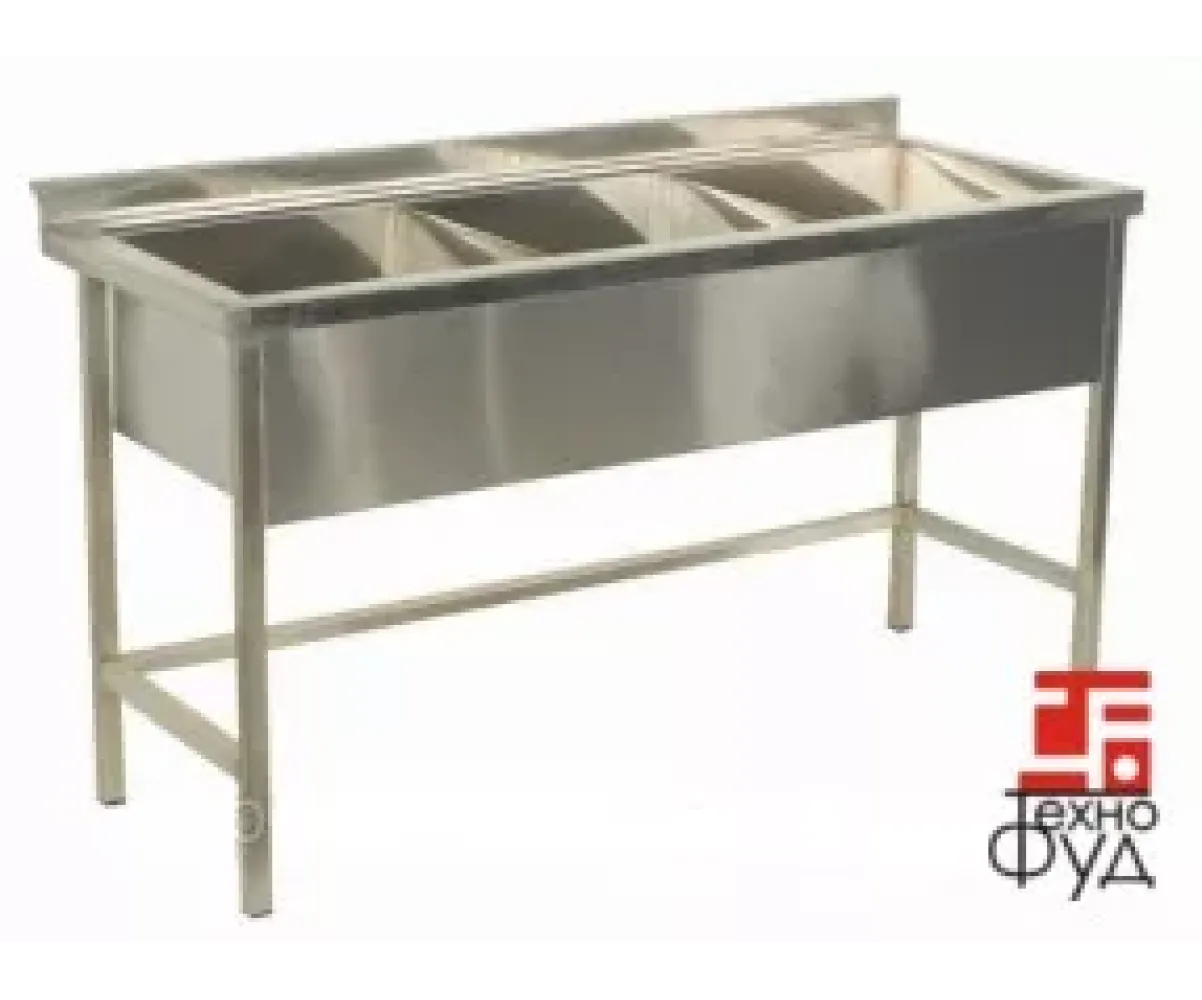 Ванна моечная сварная трехсекционная 1400х700х850