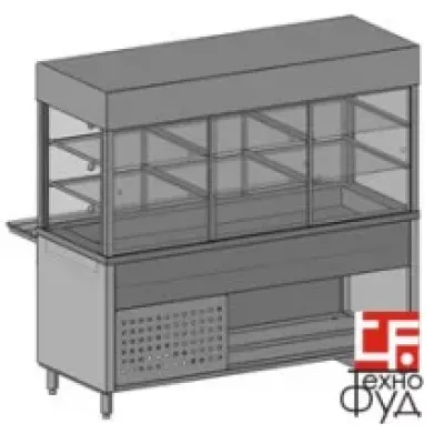 Витрина кондитерская с кубом надставкой и нейтральным основанием