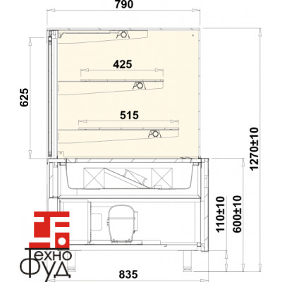 Витрина кондитерская GASROLINE CUBE 0.6W