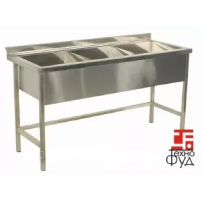Ванна моечная сварная трехсекционная 1800х600х850мм